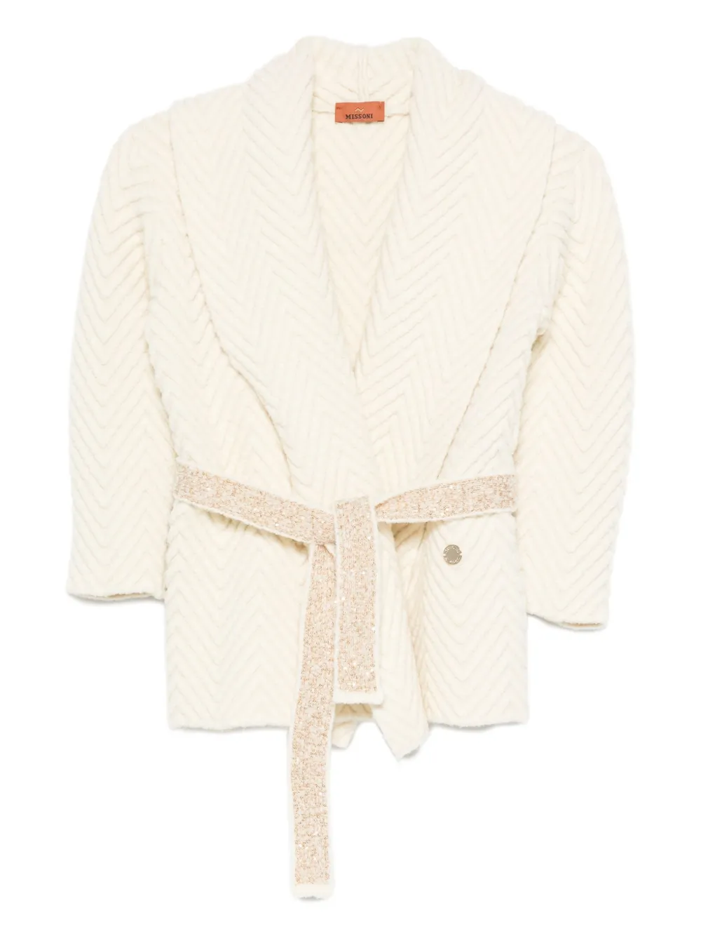 Missoni Kids Jack met visgraatpatroon en ceintuur Beige