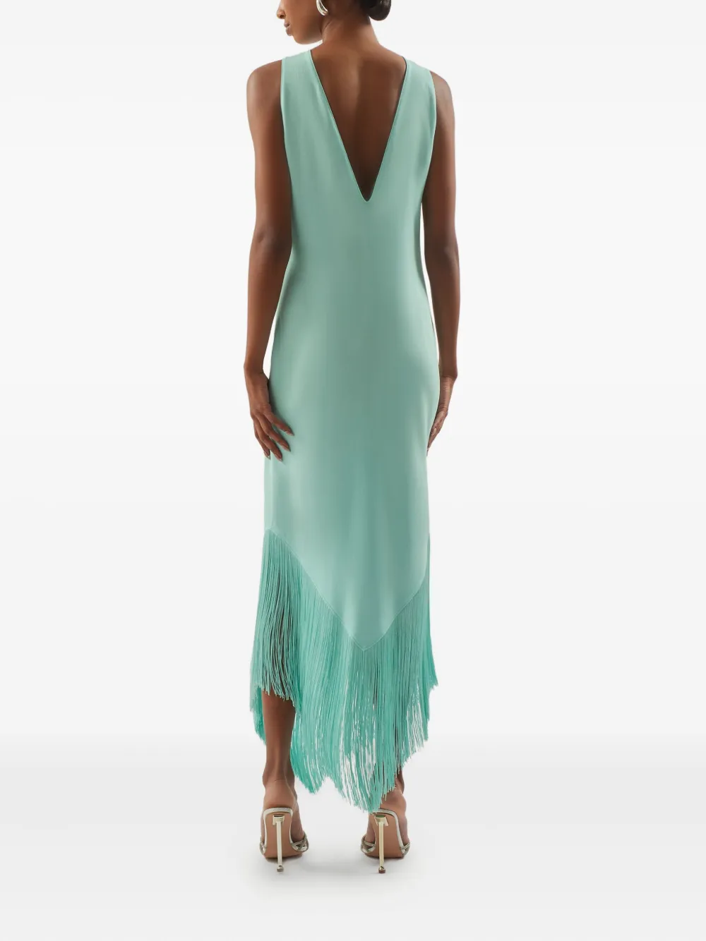 Taller Marmo Taormina maxi-jurk met franje en keyhole hals Blauw