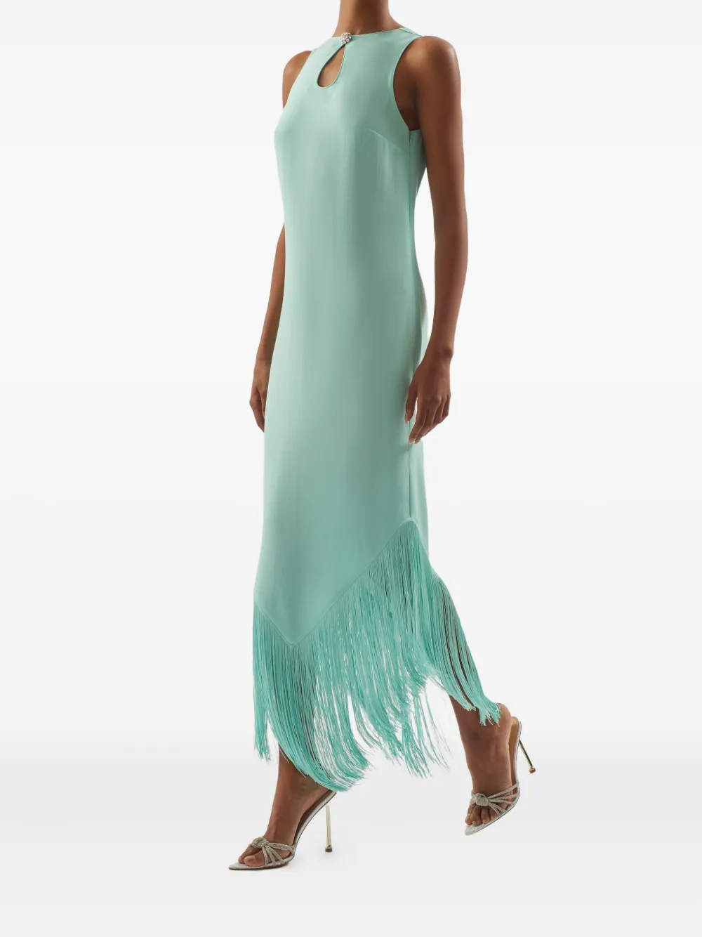Taller Marmo Taormina maxi-jurk met franje en keyhole hals Blauw