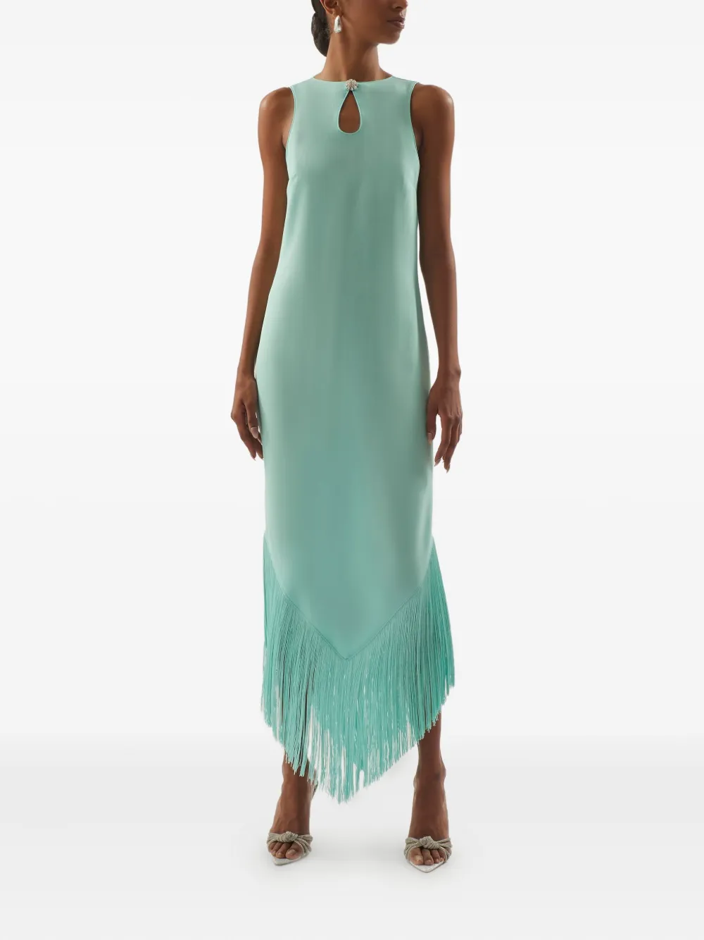 Taller Marmo Taormina maxi-jurk met franje en keyhole hals Blauw