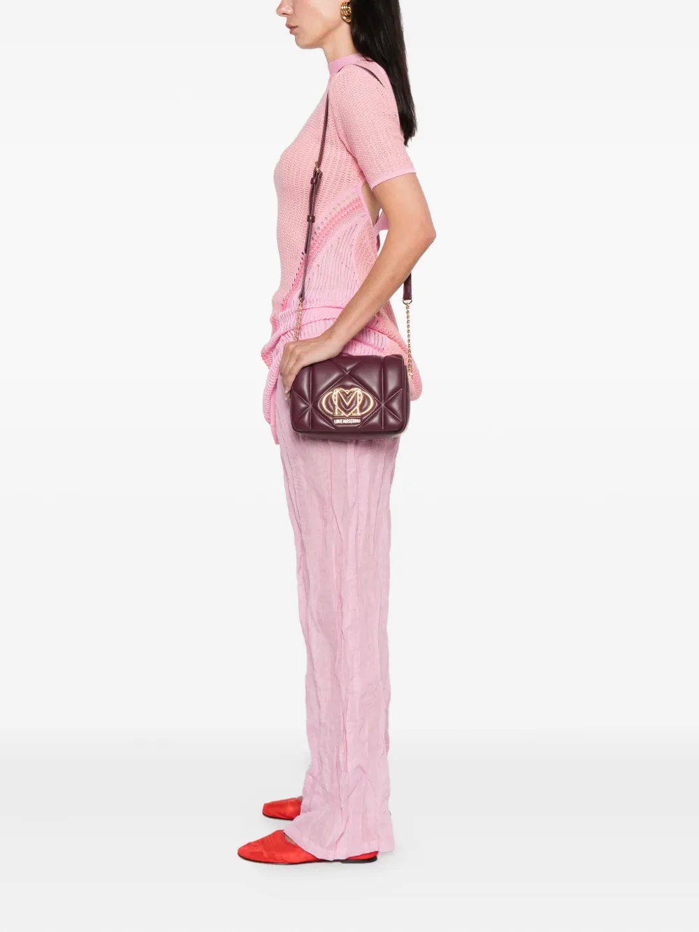 Love Moschino Schoudertas met logoplakkaat Rood