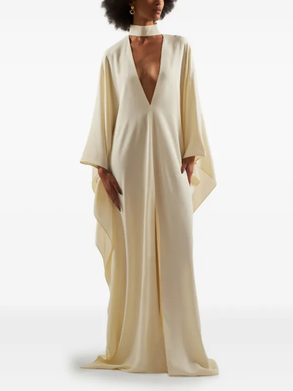 Taller Marmo V-neck Wide-sleeve Maxi Dress - Neutrals