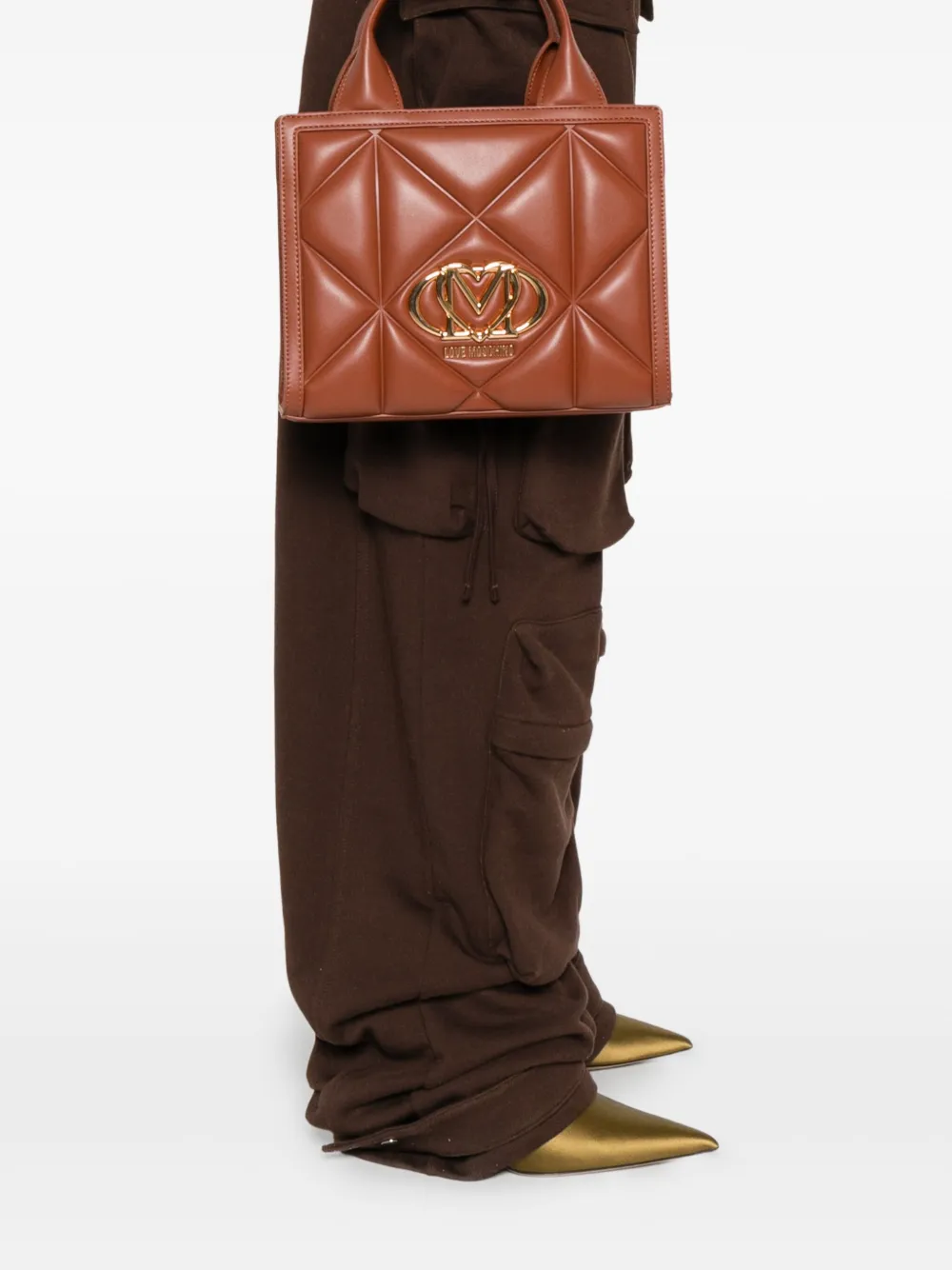 Love Moschino quilted logo-plaque tote bag Bruin