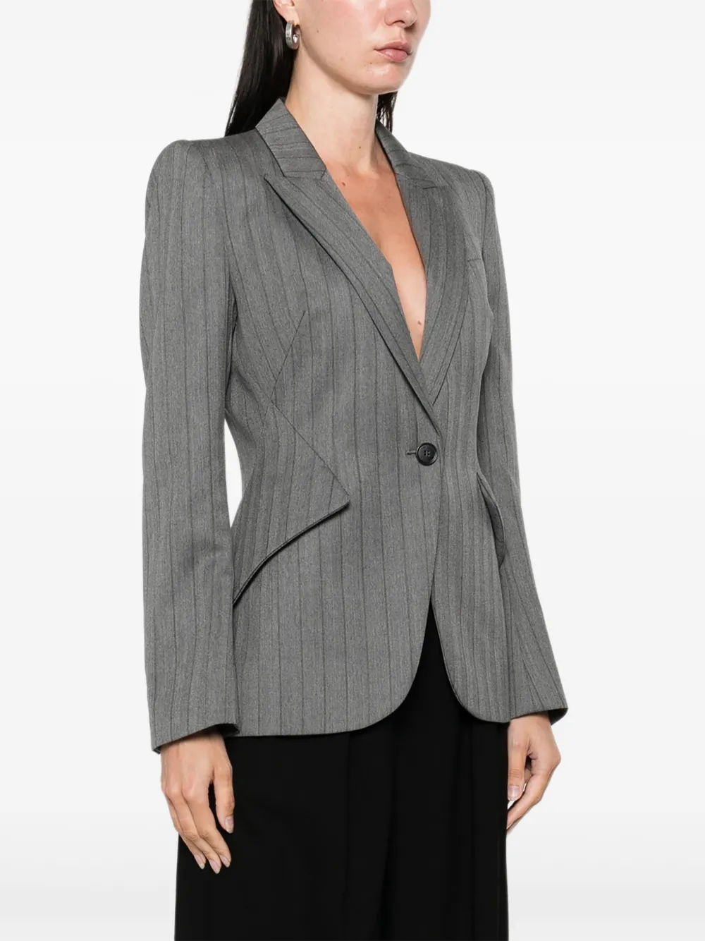 Alexander McQueen Blazer met krijtstreep en enkele rij knopen Grijs