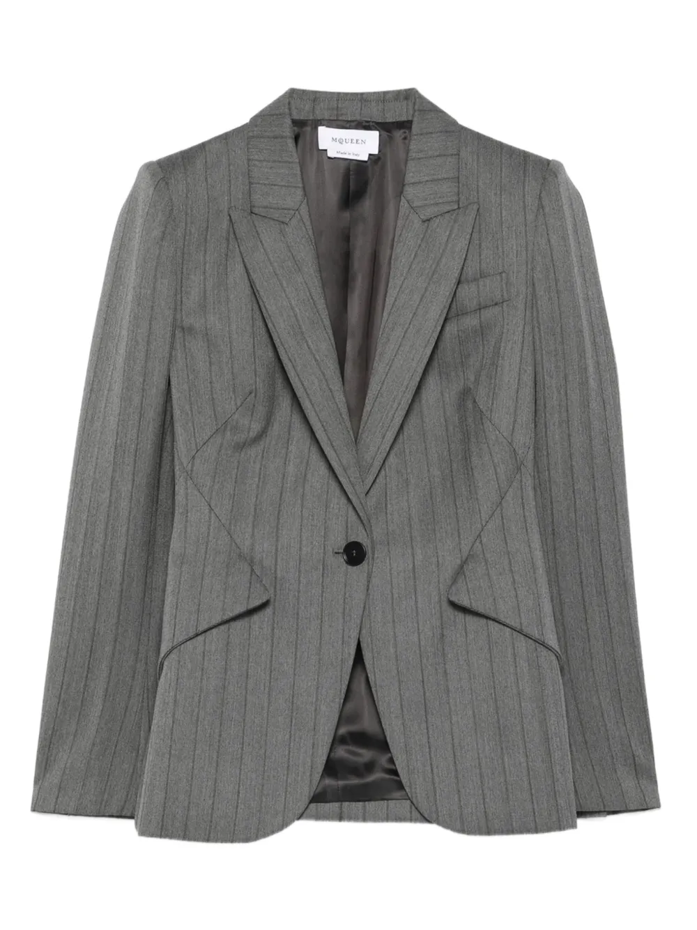 Alexander McQueen Blazer met krijtstreep en enkele rij knopen Grijs