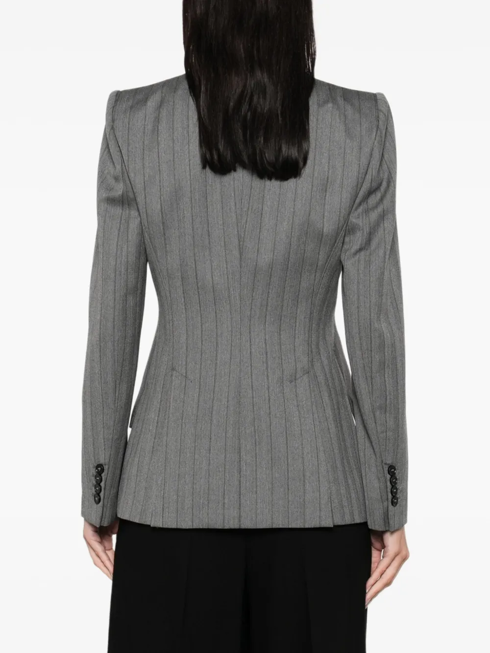 Alexander McQueen Blazer met krijtstreep en enkele rij knopen Grijs