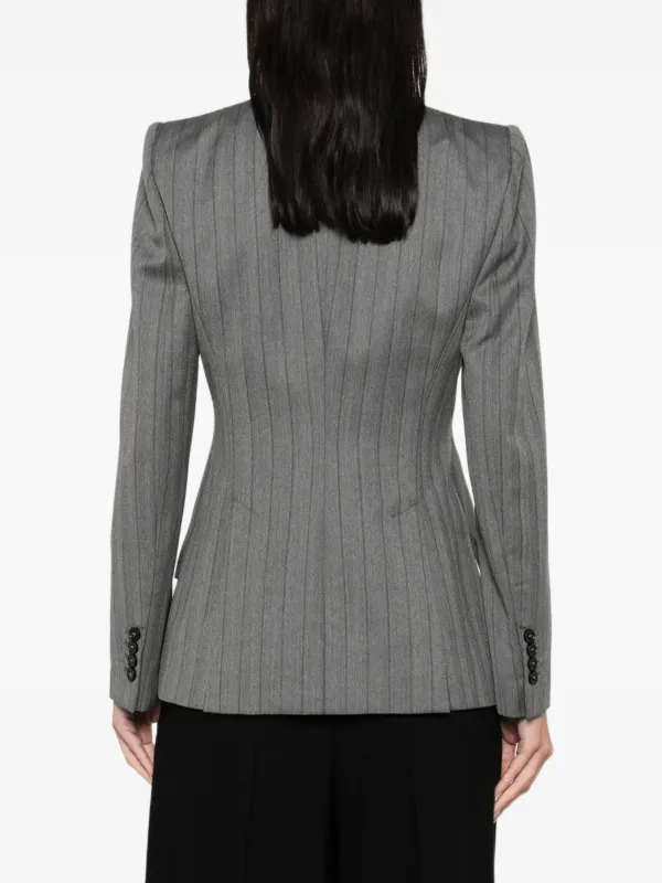 【送料&関税込】Alexander McQueen Pinstriped Single-breasted Alexander McQueen Pinstriped single-breasted Blazer | Black