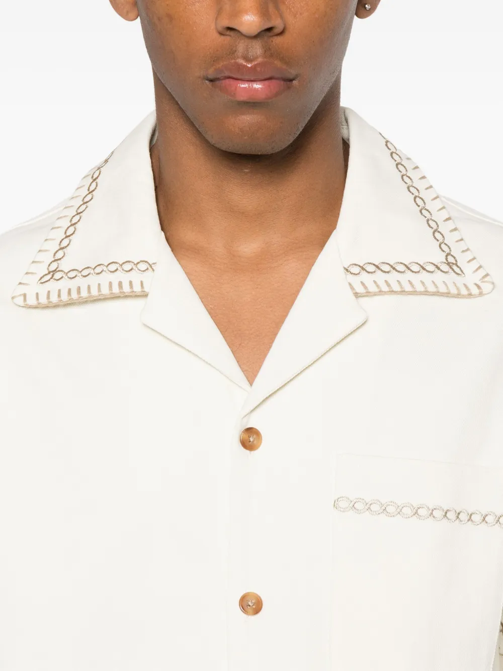 Drôle De Monsieur Katoenen overhemd met geborduurd logo Beige