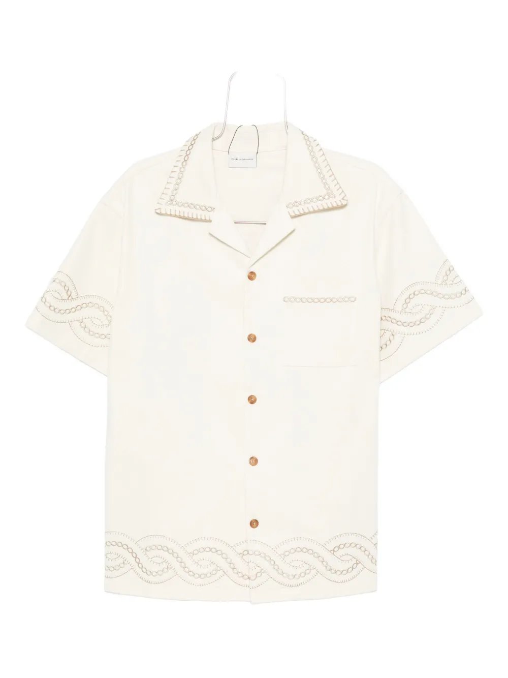 Drôle De Monsieur chain-embroidered cotton shirt - Toni neutri
