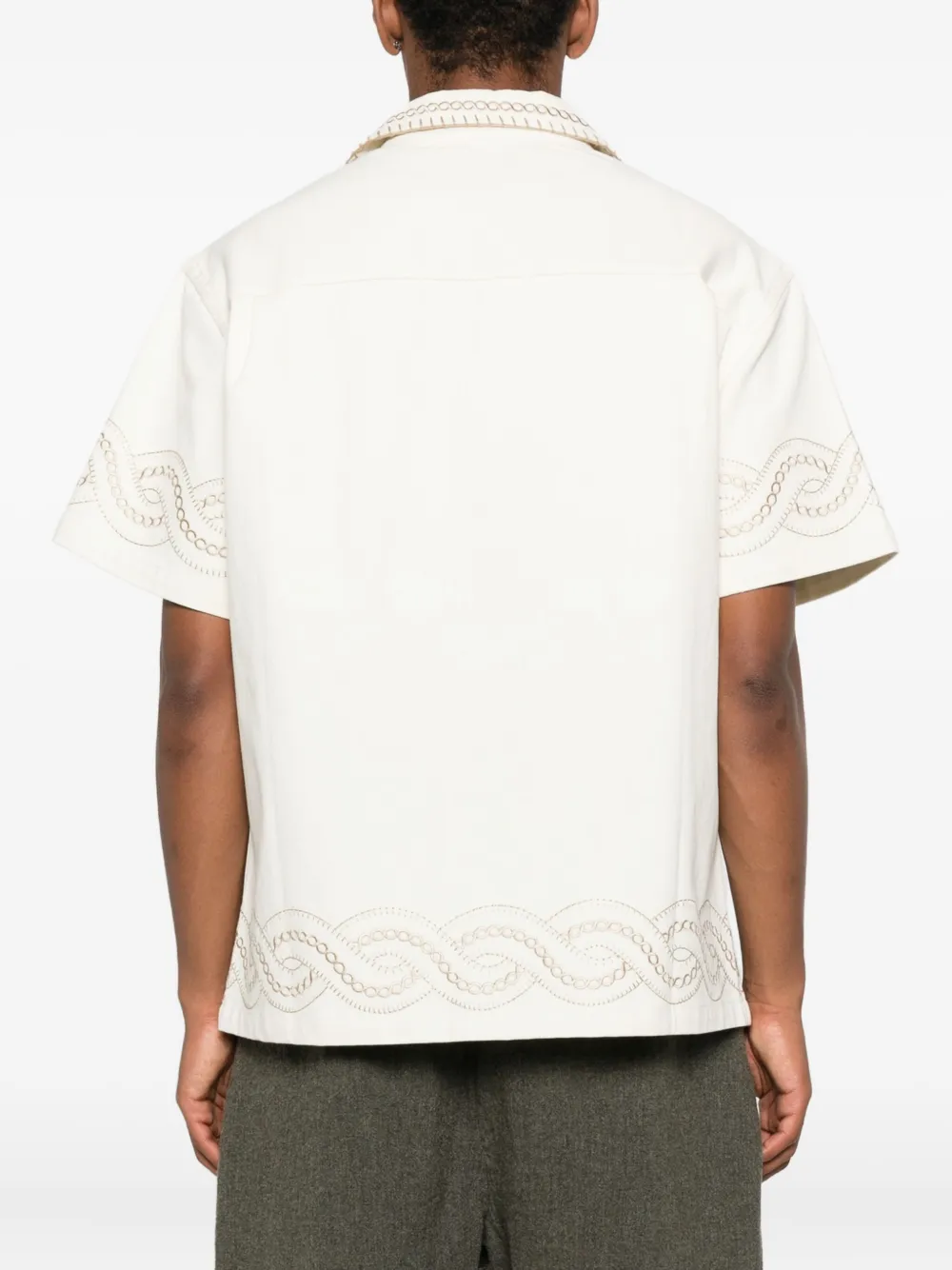 Drôle De Monsieur Katoenen overhemd met geborduurd logo Beige