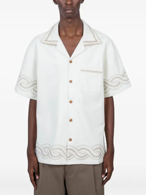 Drôle De Monsieur chain-embroidered cotton shirt