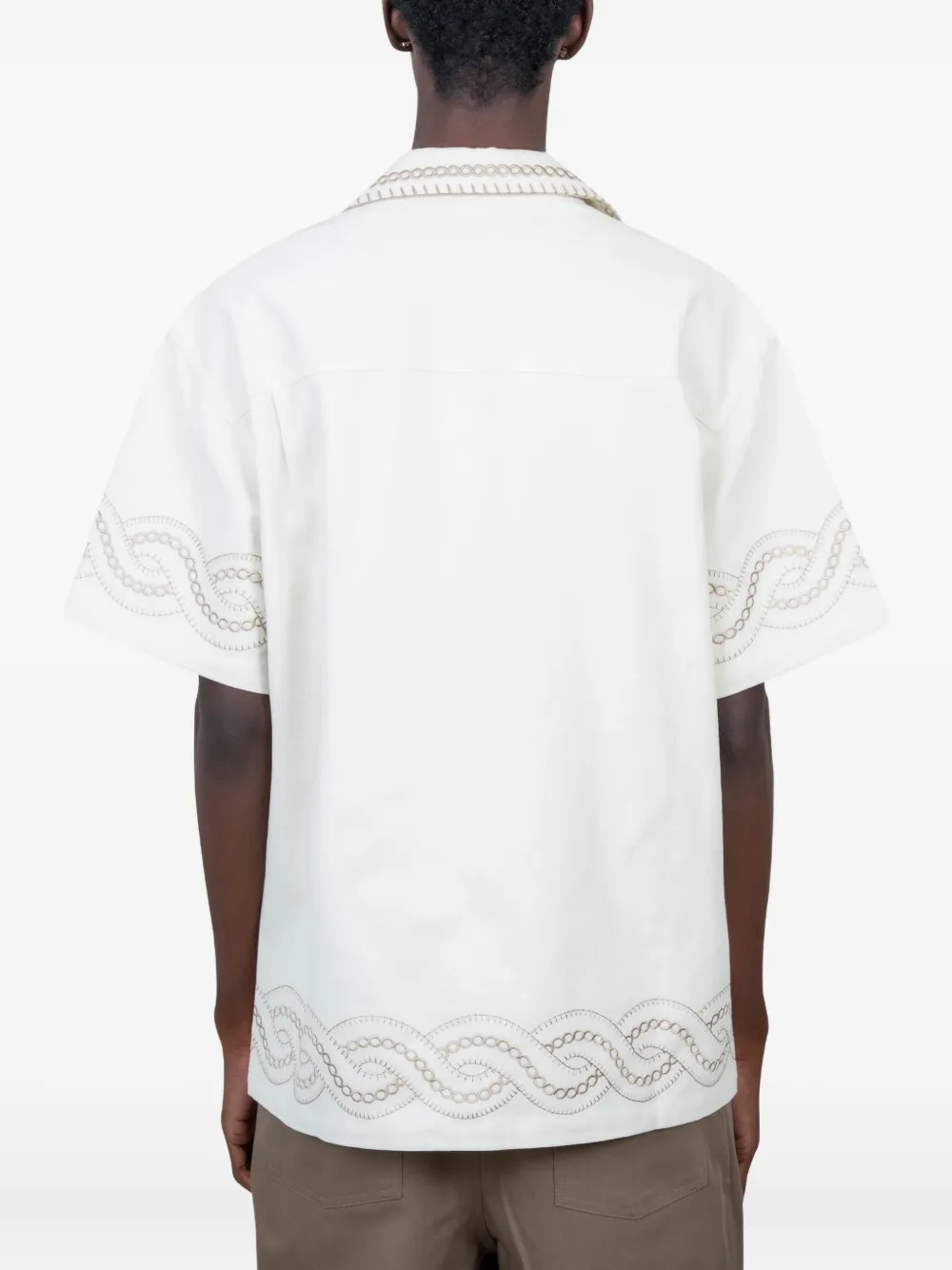 Drôle De Monsieur Katoenen overhemd met geborduurd logo Beige