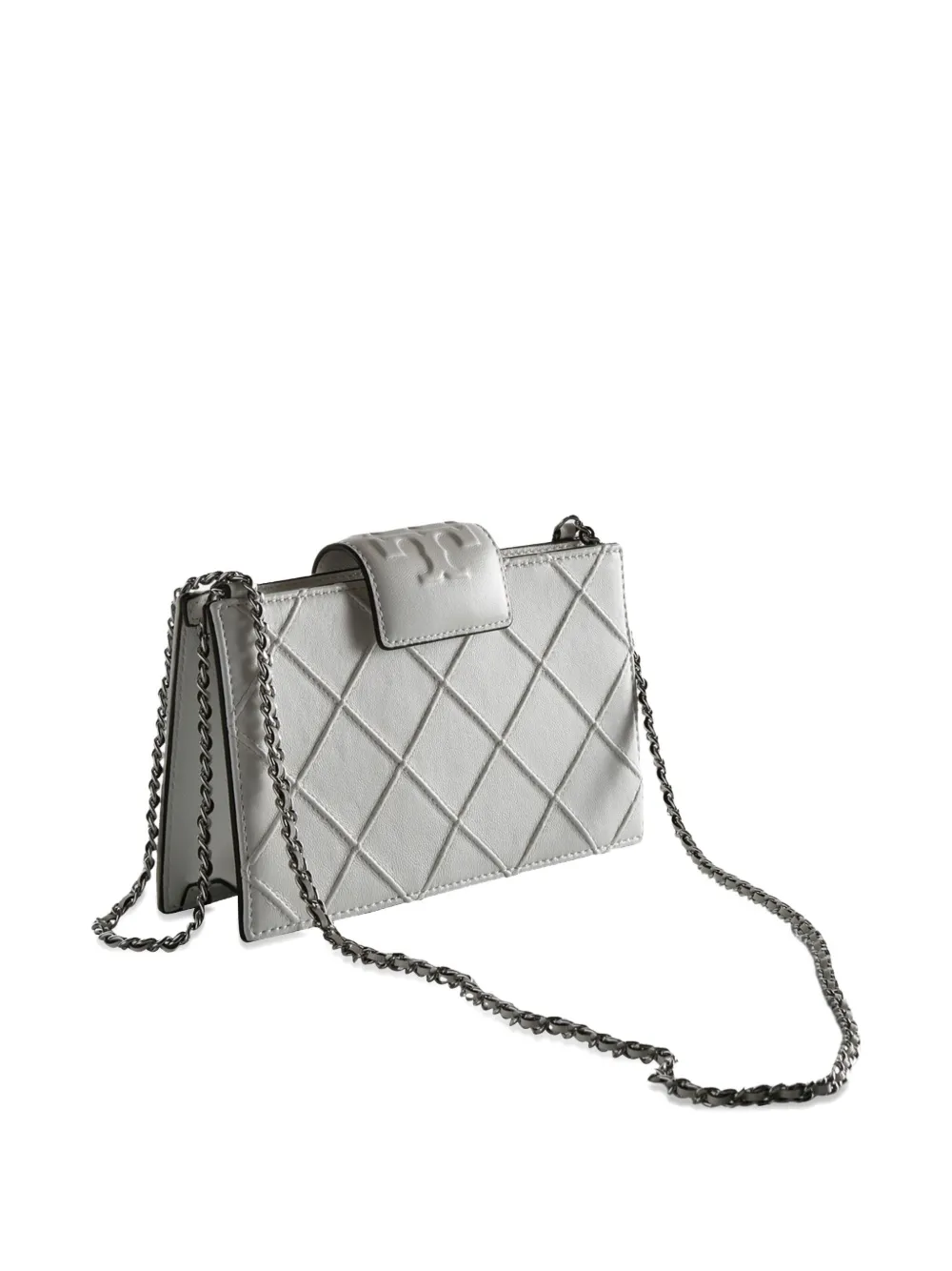 Tory Burch Mini Fleming Quilted Chain Cross Body Bag In White