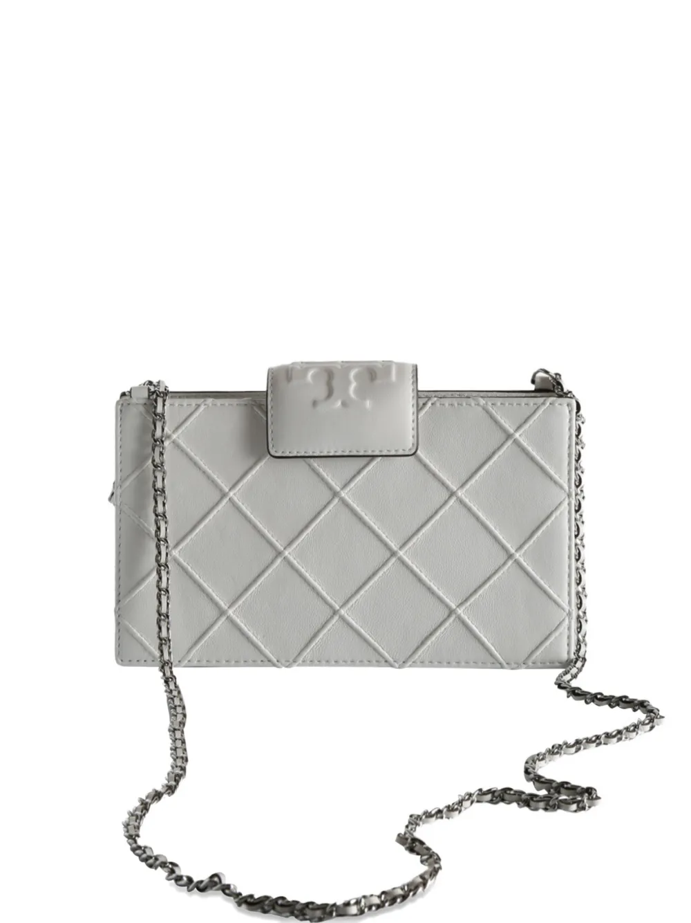 Tory Burch Mini Fleming Quilted Chain Cross Body Bag In White