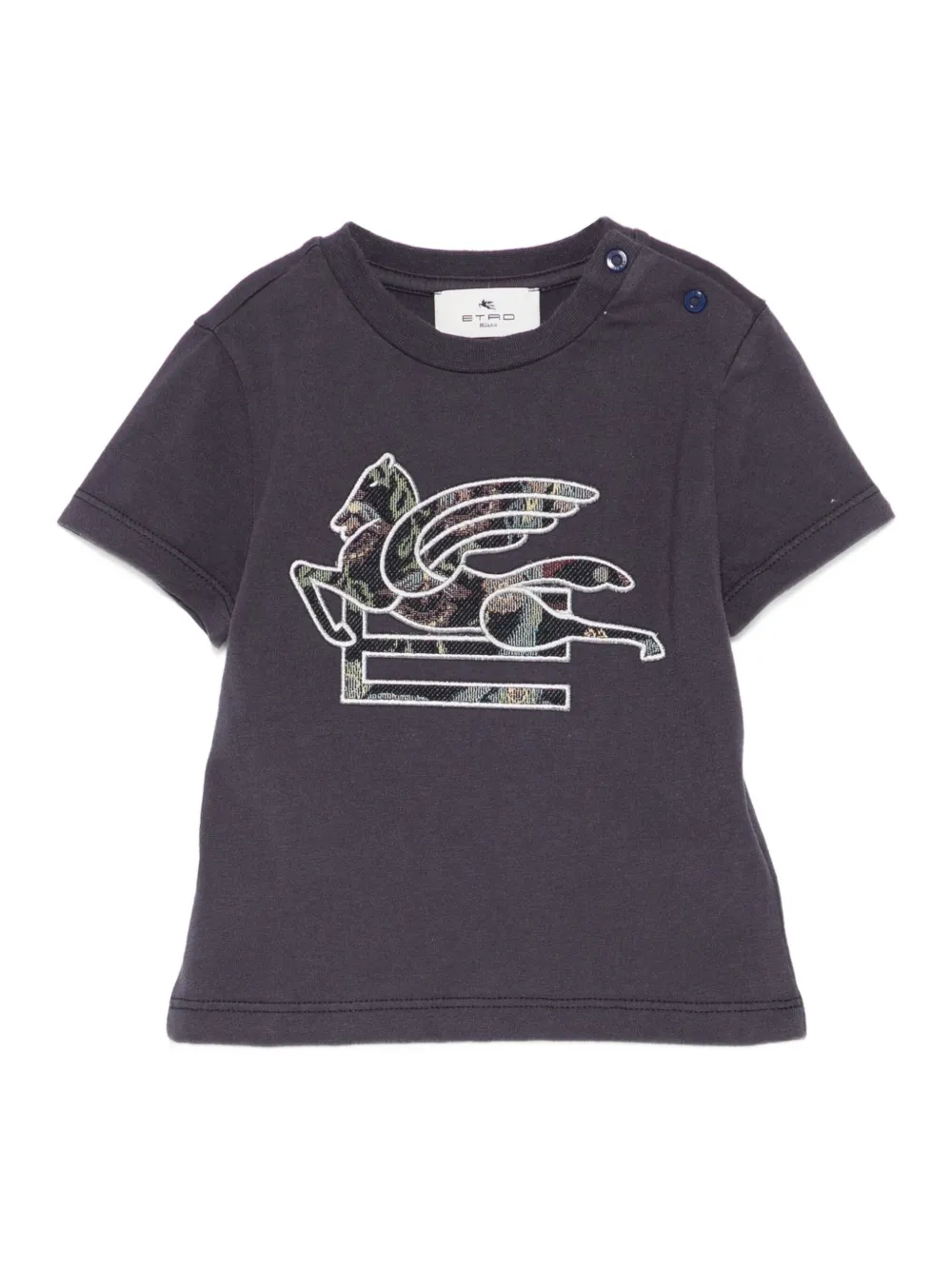 ETRO KIDS Katoenen T-shirt met Pegasus-patroon Blauw