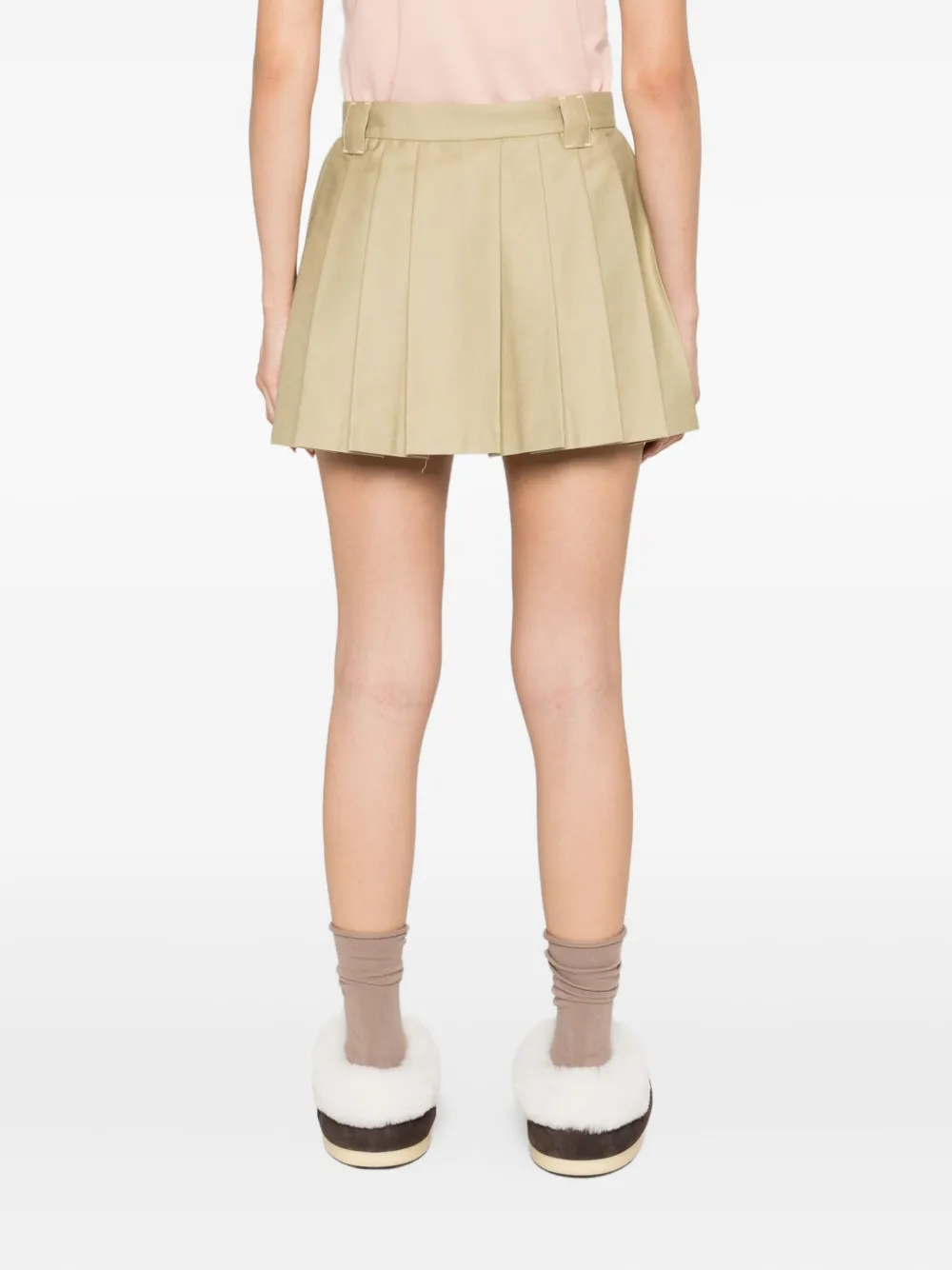 Moncler Pleated Logo Mini Skirt In Neutral