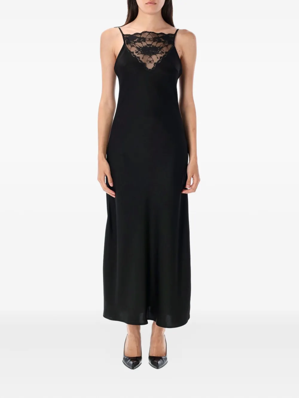 By Malene Birger Libbie lace-insert maxi dress Zwart