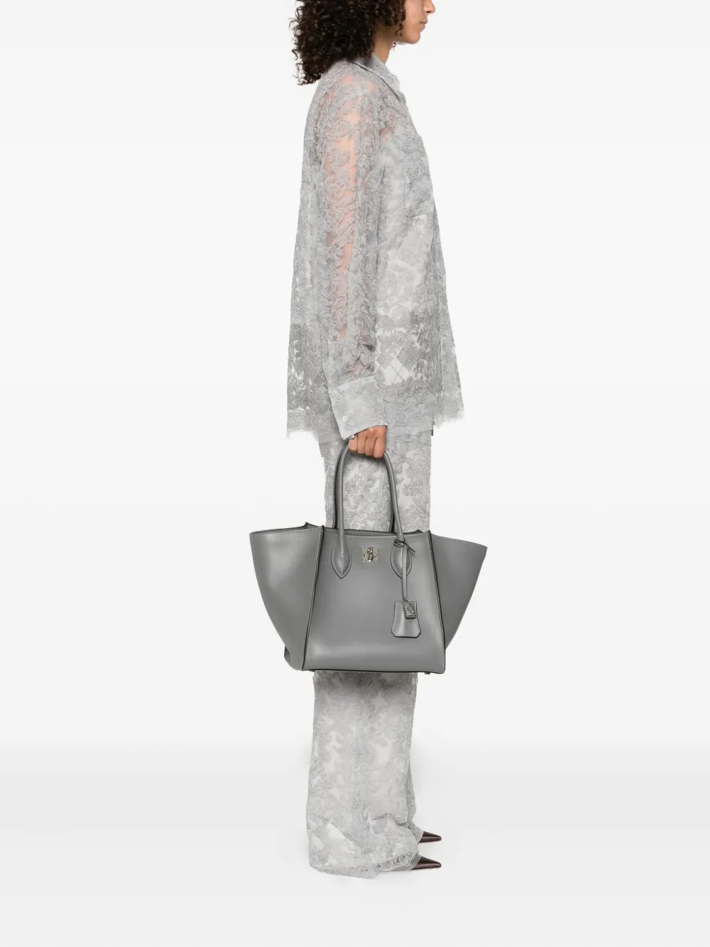 Ermanno Scervino Maggie leren shopper met hangslot Grijs