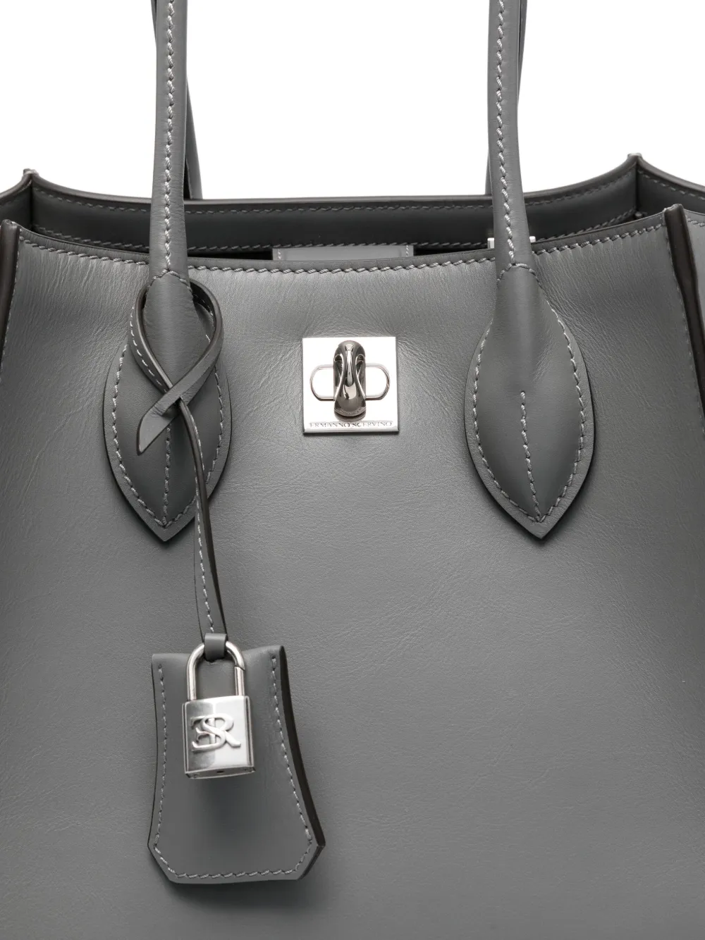 Ermanno Scervino Maggie leren shopper met hangslot Grijs