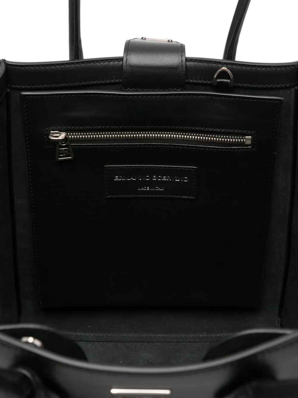 Ermanno Scervino Maggie leren shopper met draaislot Zwart