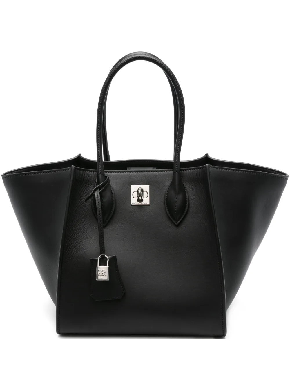 Ermanno Scervino Maggie leren shopper met draaislot Zwart