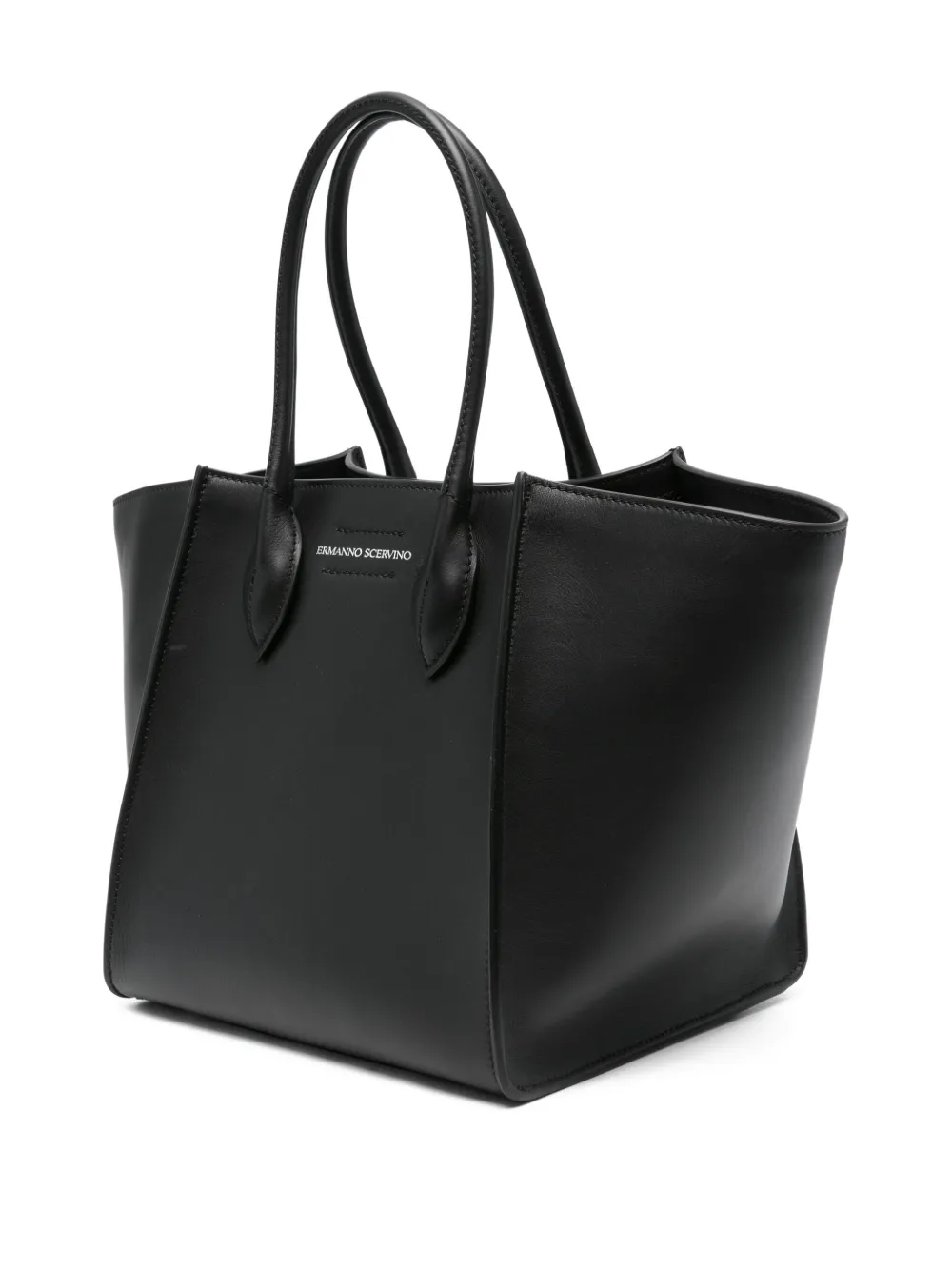 Ermanno Scervino Maggie leren shopper met draaislot Zwart