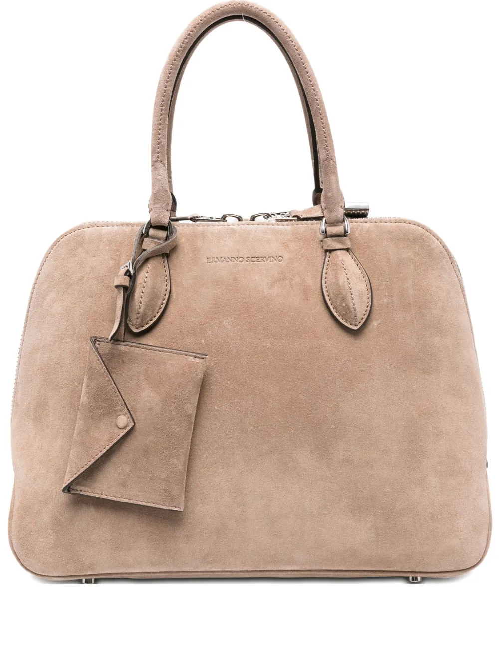 Ermanno Scervino zip-fastening suede tote bag Beige