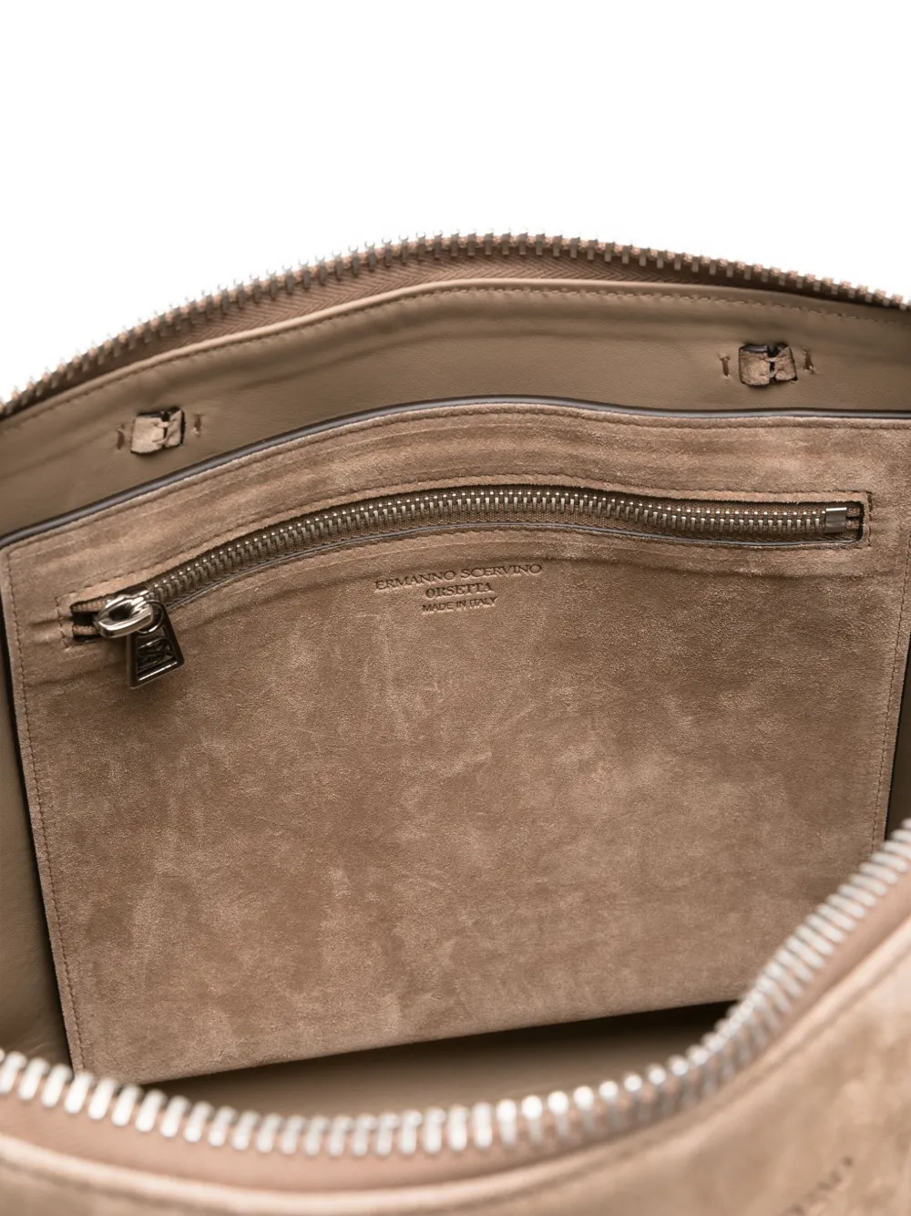 Ermanno Scervino Suède shopper met ritssluiting Beige