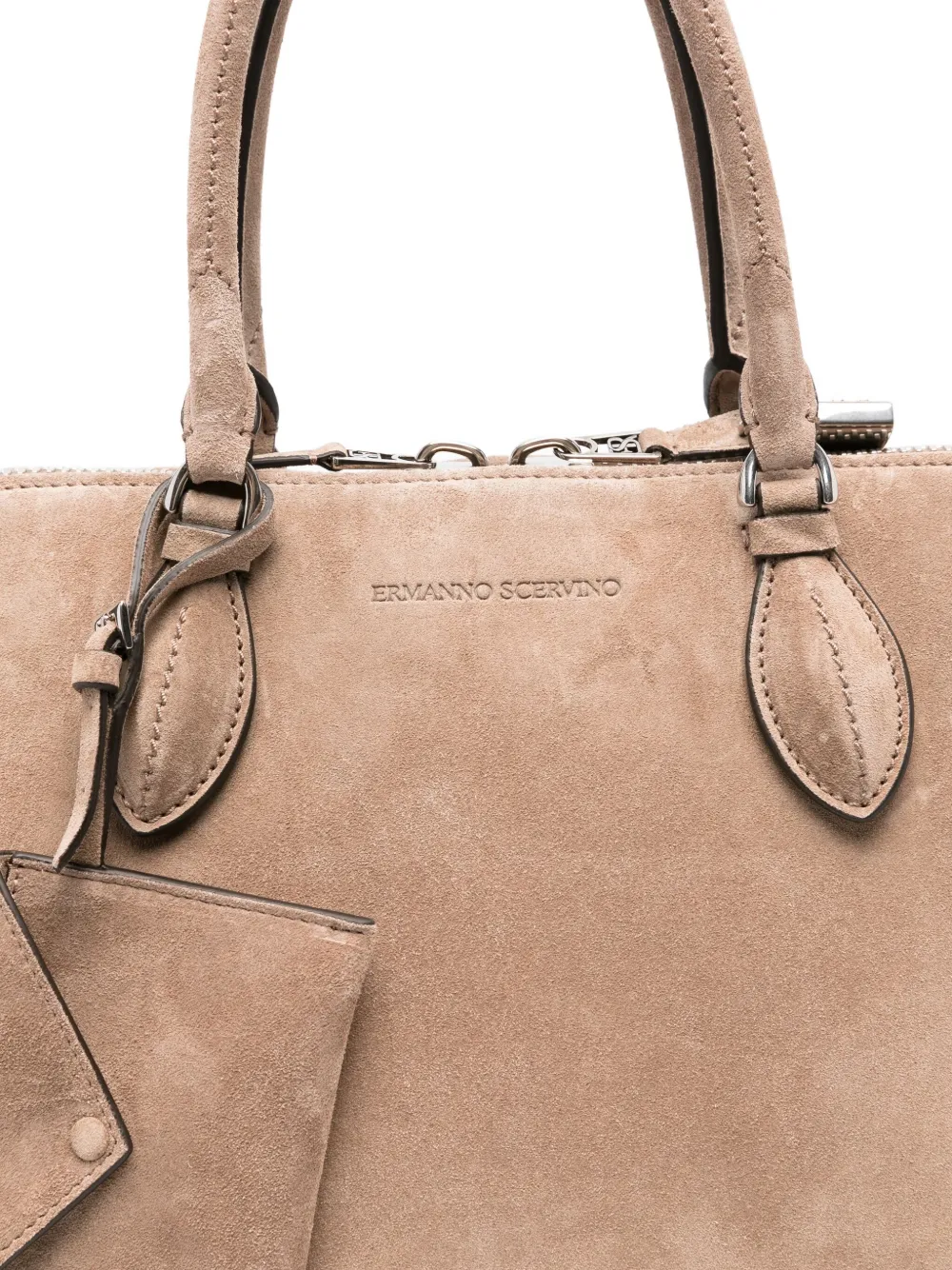 Ermanno Scervino Suède shopper met ritssluiting Beige
