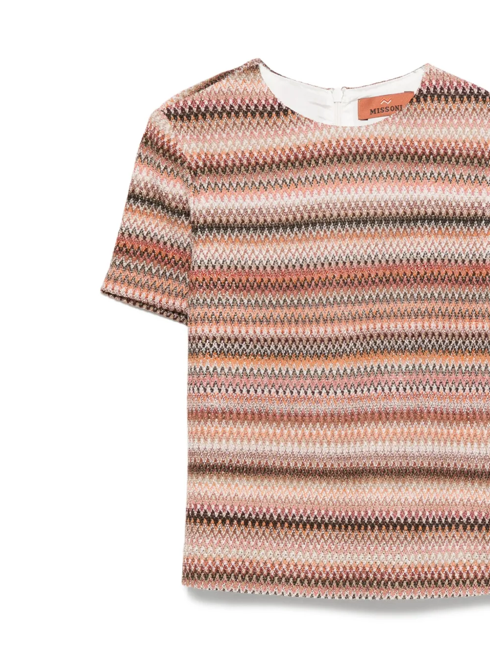 Missoni Kids Top met zigzag patroon en korte mouwen Bruin