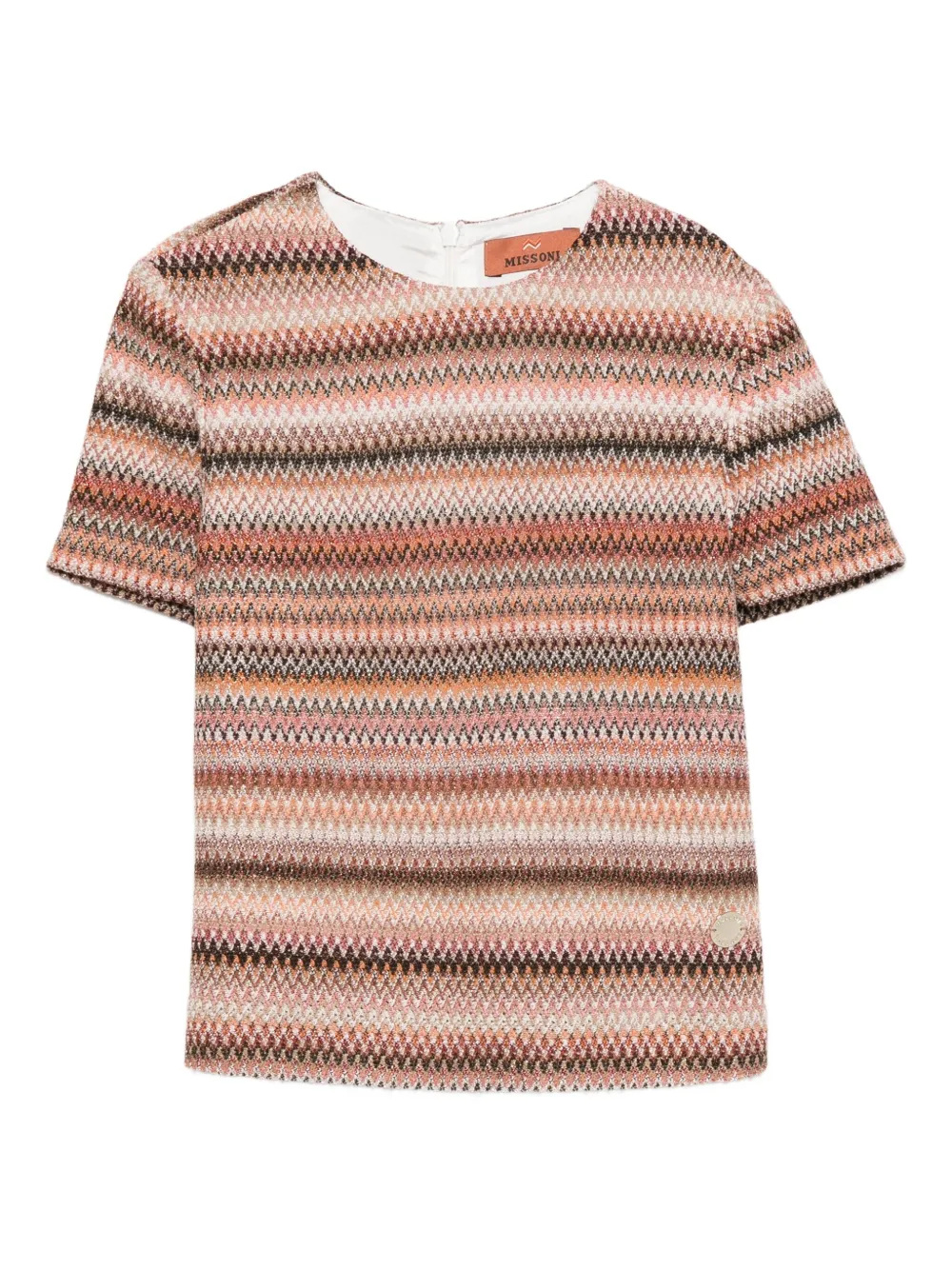 Missoni Kids Top met zigzag patroon en korte mouwen Bruin