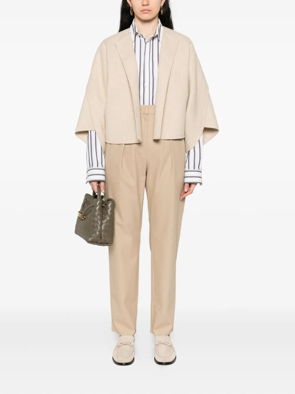 Max Mara OVADA jack met korte mouwen en open voorkant Beige