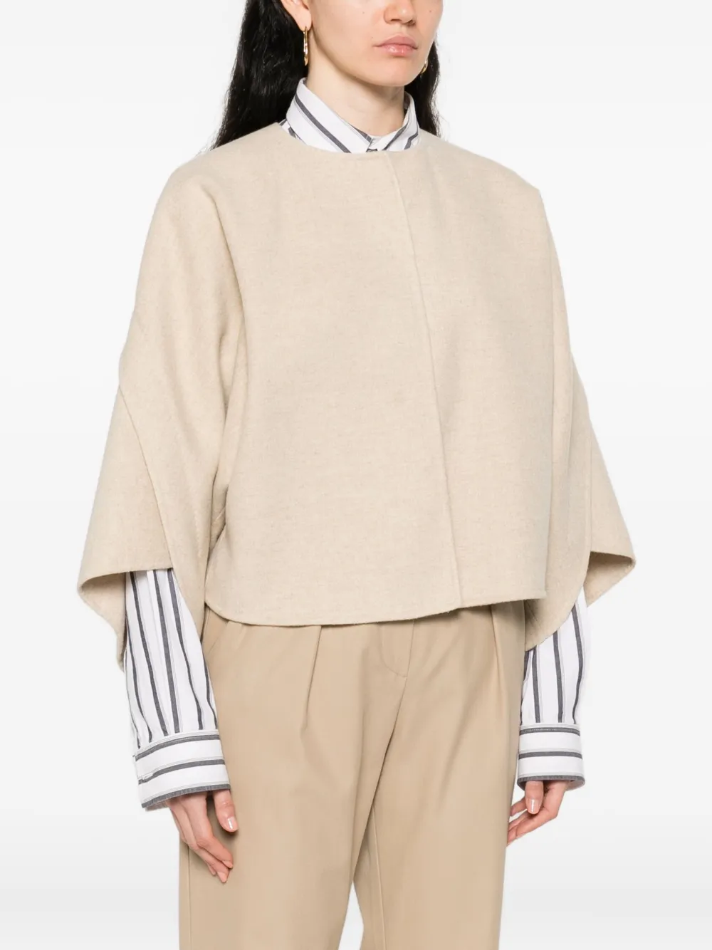 Max Mara OVADA jack met korte mouwen en open voorkant Beige