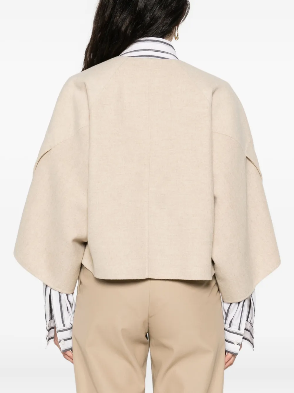 Max Mara OVADA jack met korte mouwen en open voorkant Beige