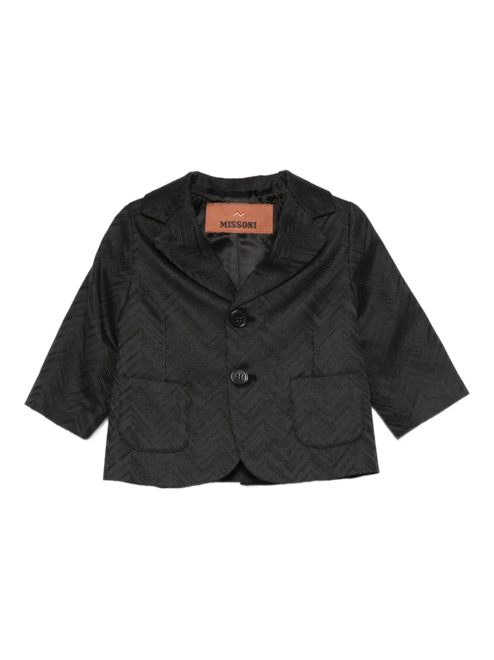 Missoni Babies' Herringbone-pattern Three-button Jacket In Black