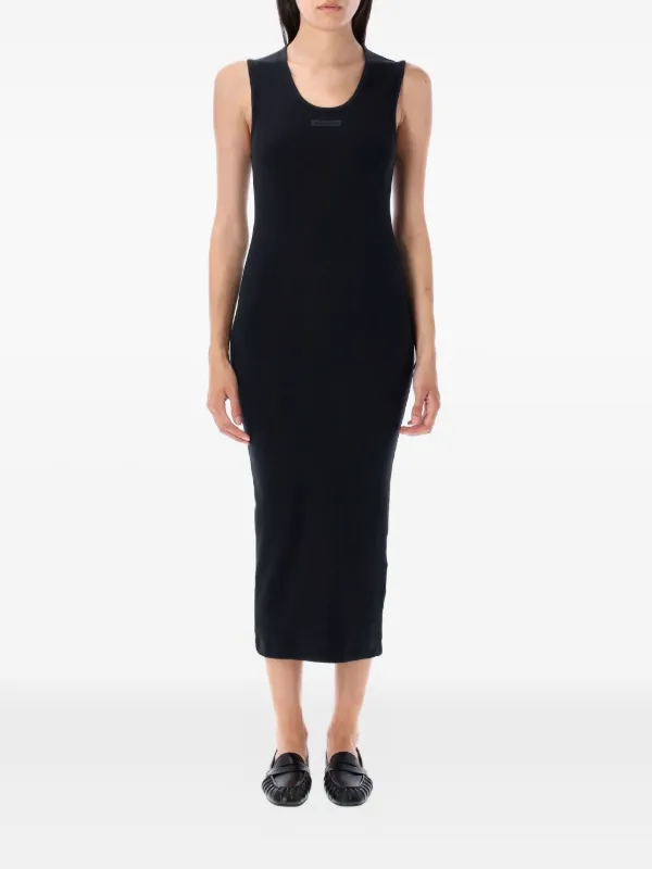 FEAR OF GOD ESSENTIALS Ribbed Midi Dress | Black | FARFETCH TH