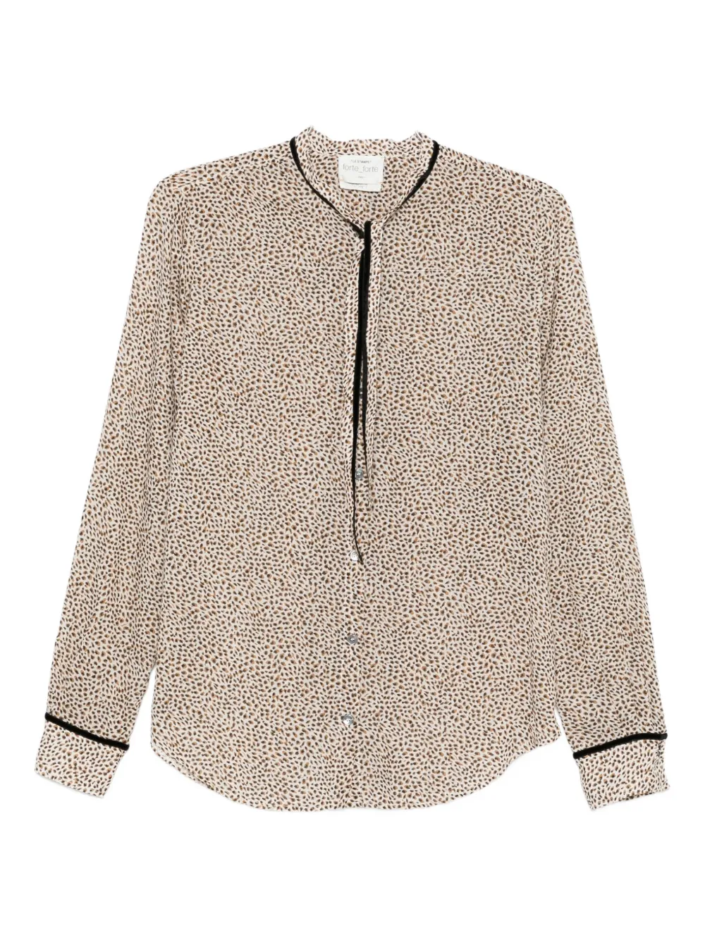 Forte spotted-print tie-neck shirt Wit