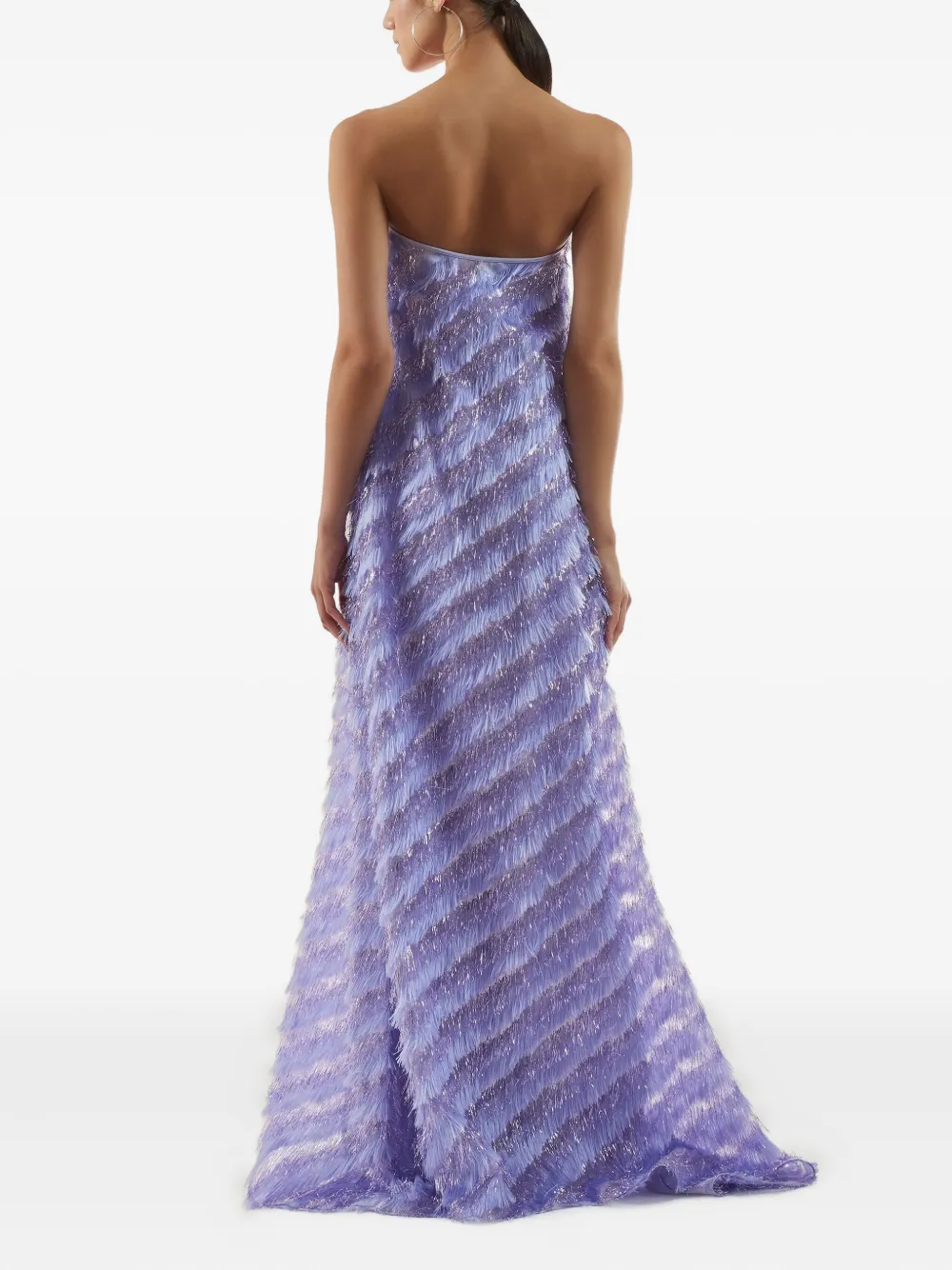 Taller Marmo Anguila strapless maxi-jurk met franje Paars