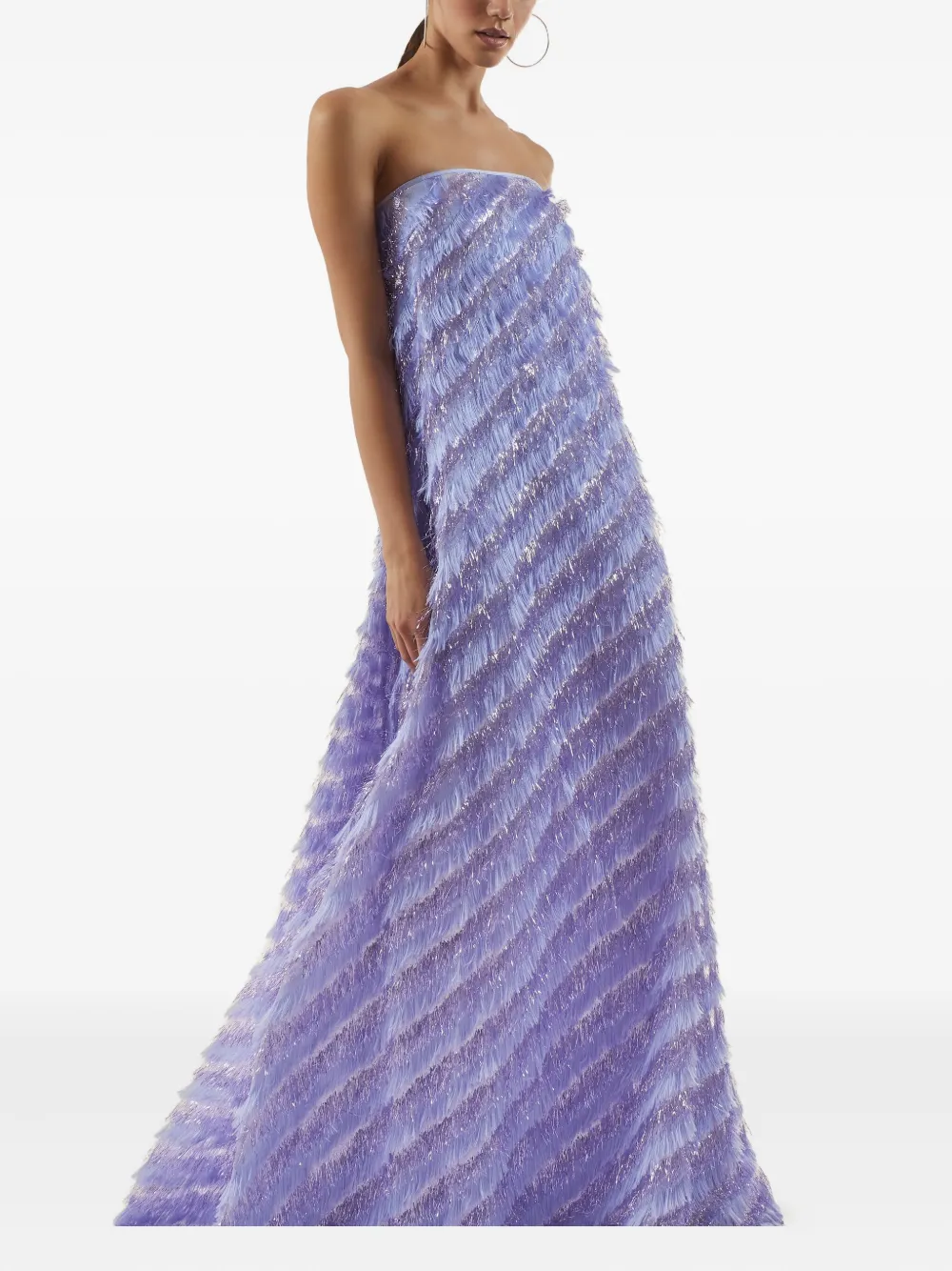 Taller Marmo Anguila strapless maxi-jurk met franje Paars