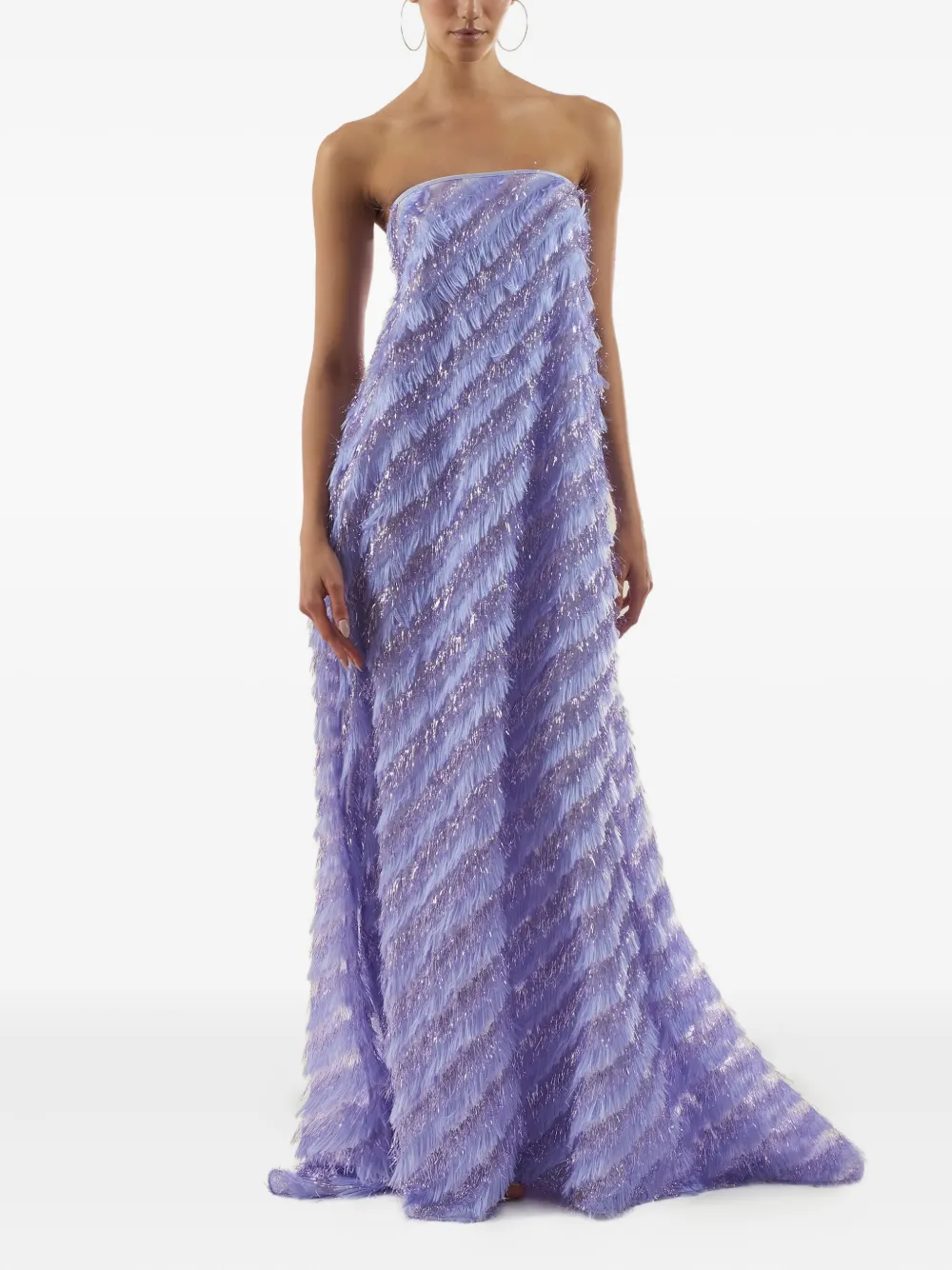 Taller Marmo Anguila strapless maxi-jurk met franje Paars