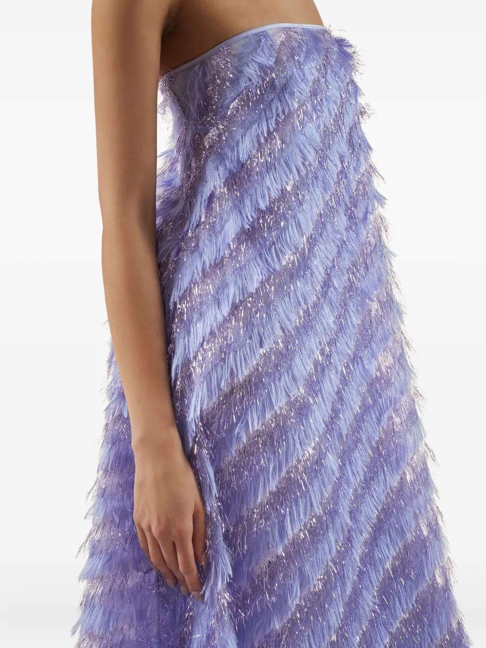 Taller Marmo Anguila strapless maxi-jurk met franje Paars