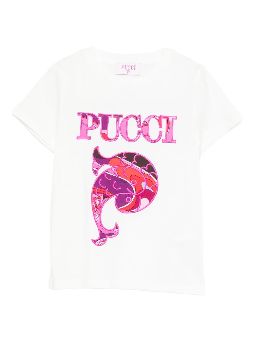 PUCCI Junior logo-embroidered T-shirt Wit