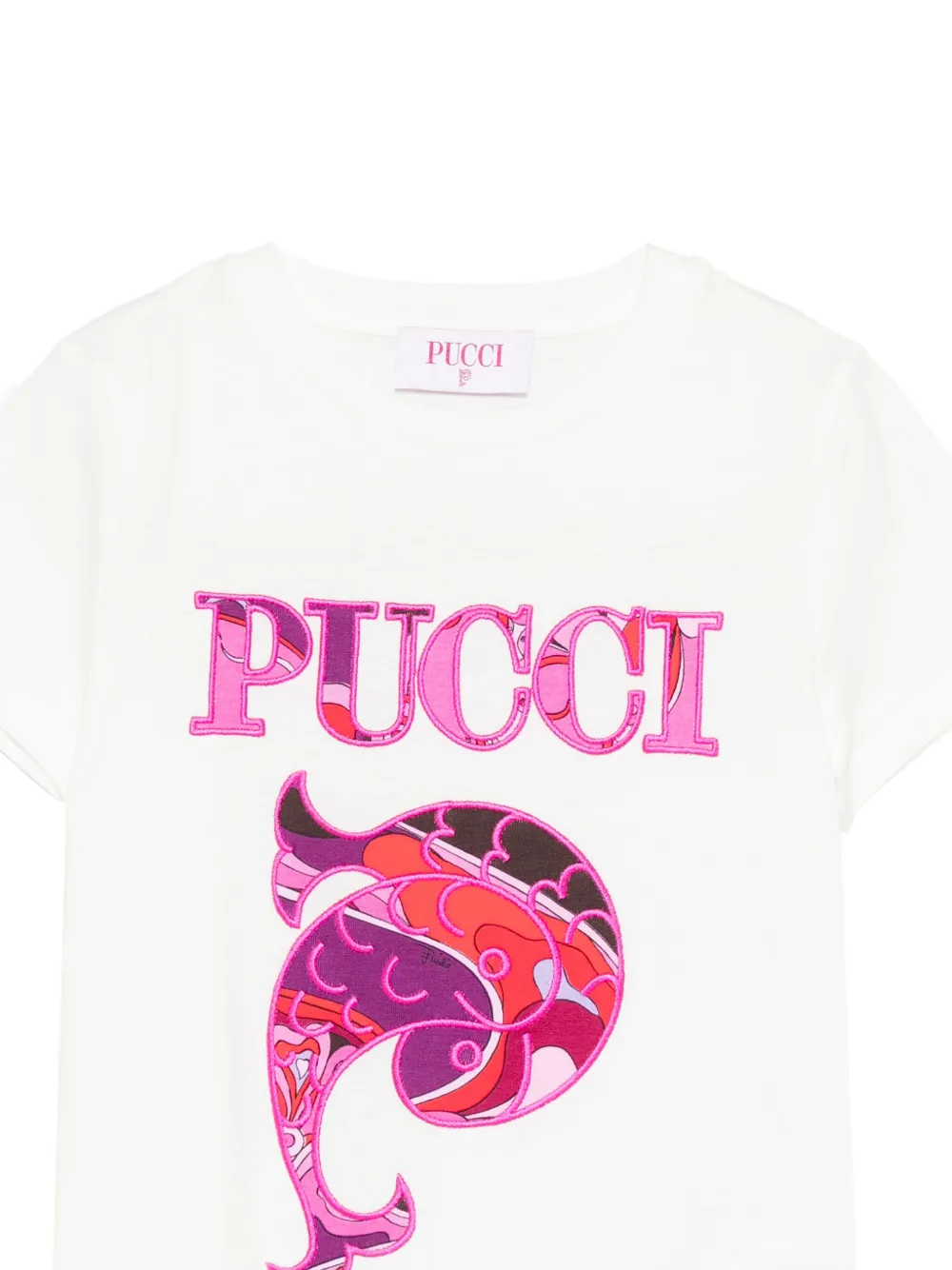 PUCCI Junior logo-embroidered T-shirt Wit
