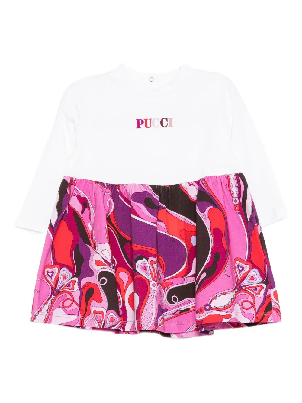 PUCCI Junior abstract-print long-sleeve dress Wit