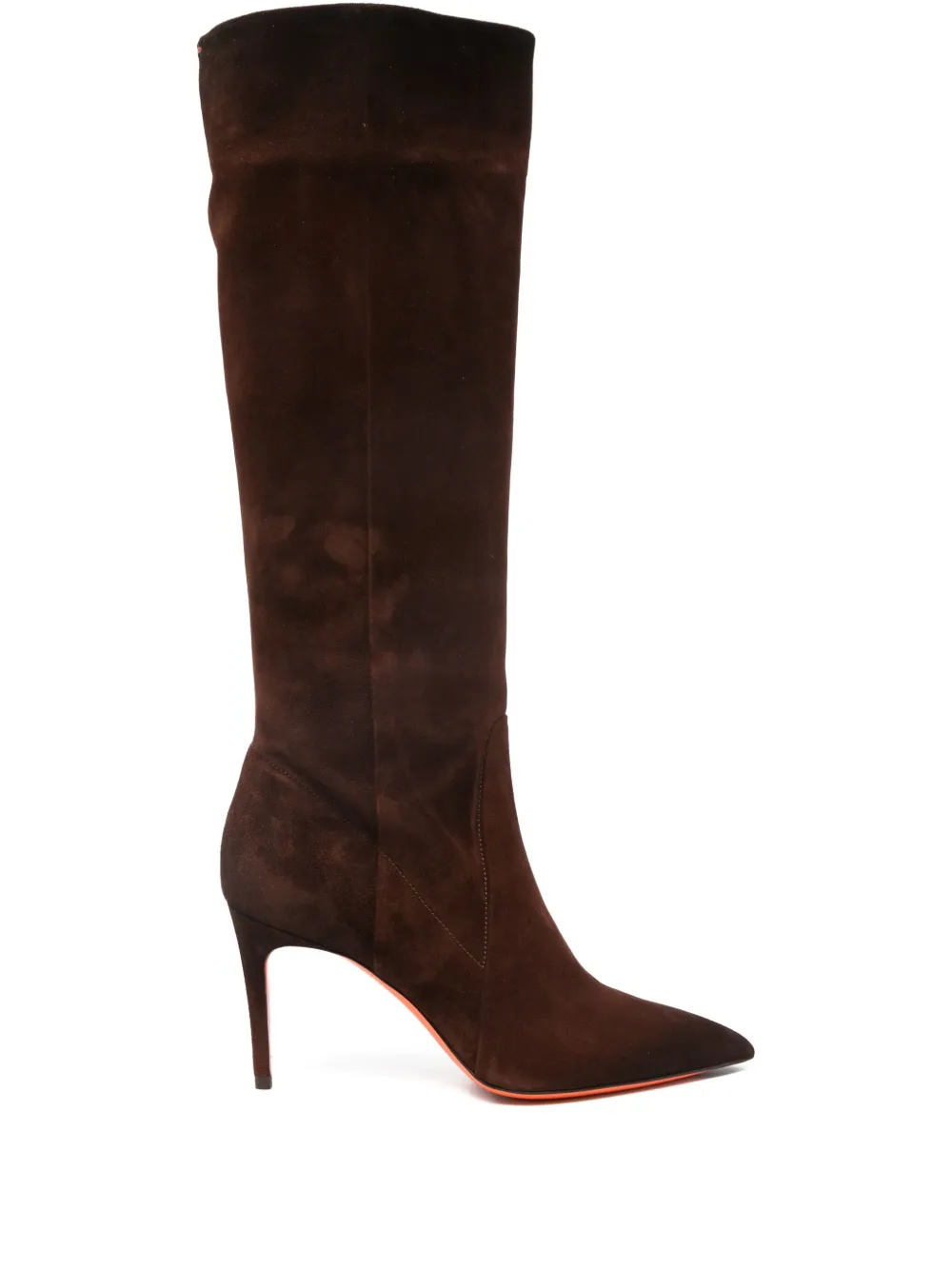 Santoni 90mm suede pointed-toe knee-high boots Brown