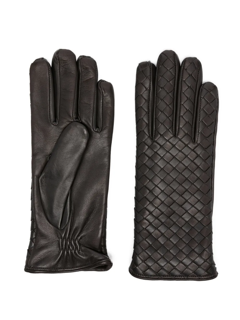 Manokhi leather woven gloves Bruin