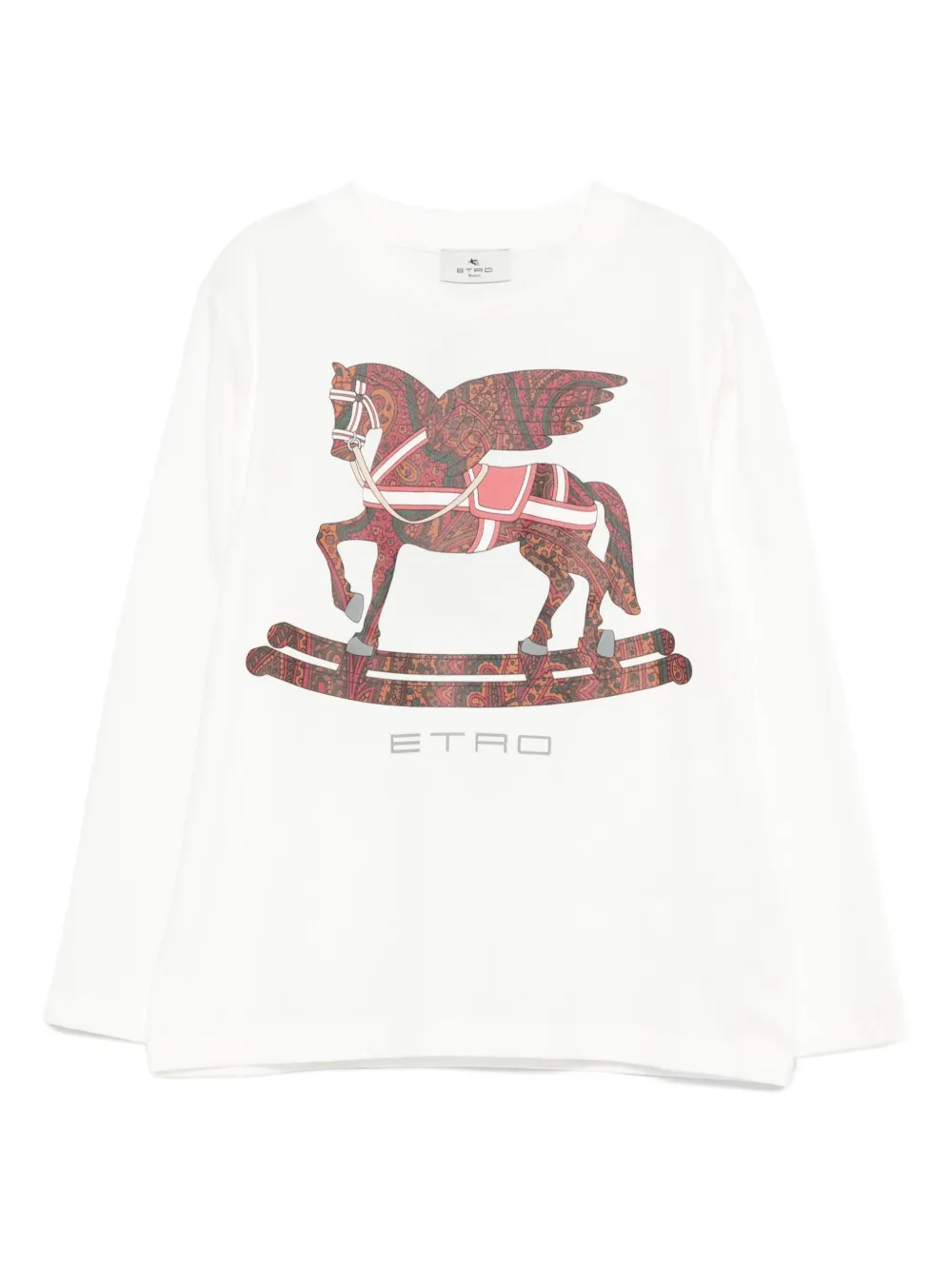 ETRO KIDS Pegaso top met paisley-print en lange mouwen Wit