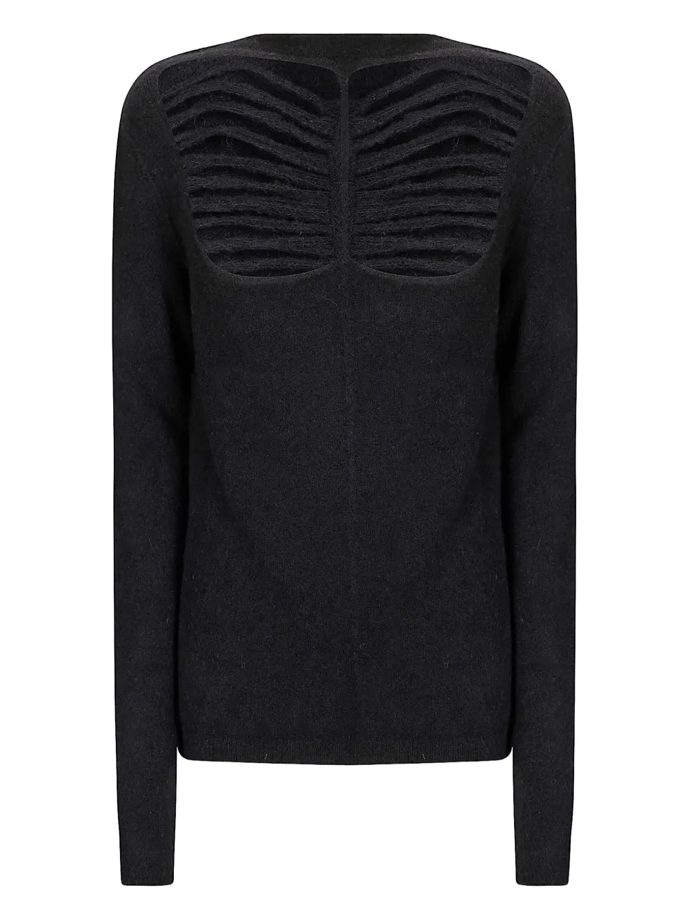 Rick Owens ribbed-panel long-sleeve sweater Zwart
