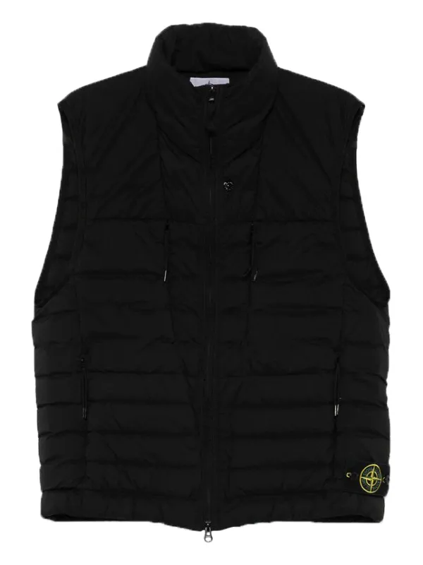 STONE キルティングベスト Stone Island ハイネック キルティングベスト | ブラック | FARFETCH JP