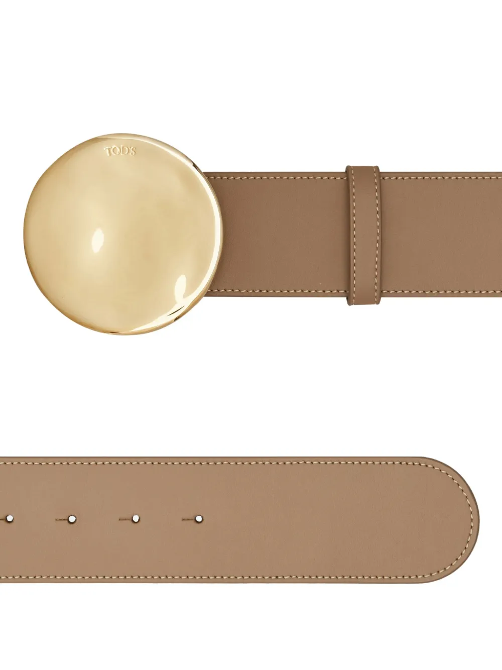 Tod's Leren riem met ronde gesp Bruin